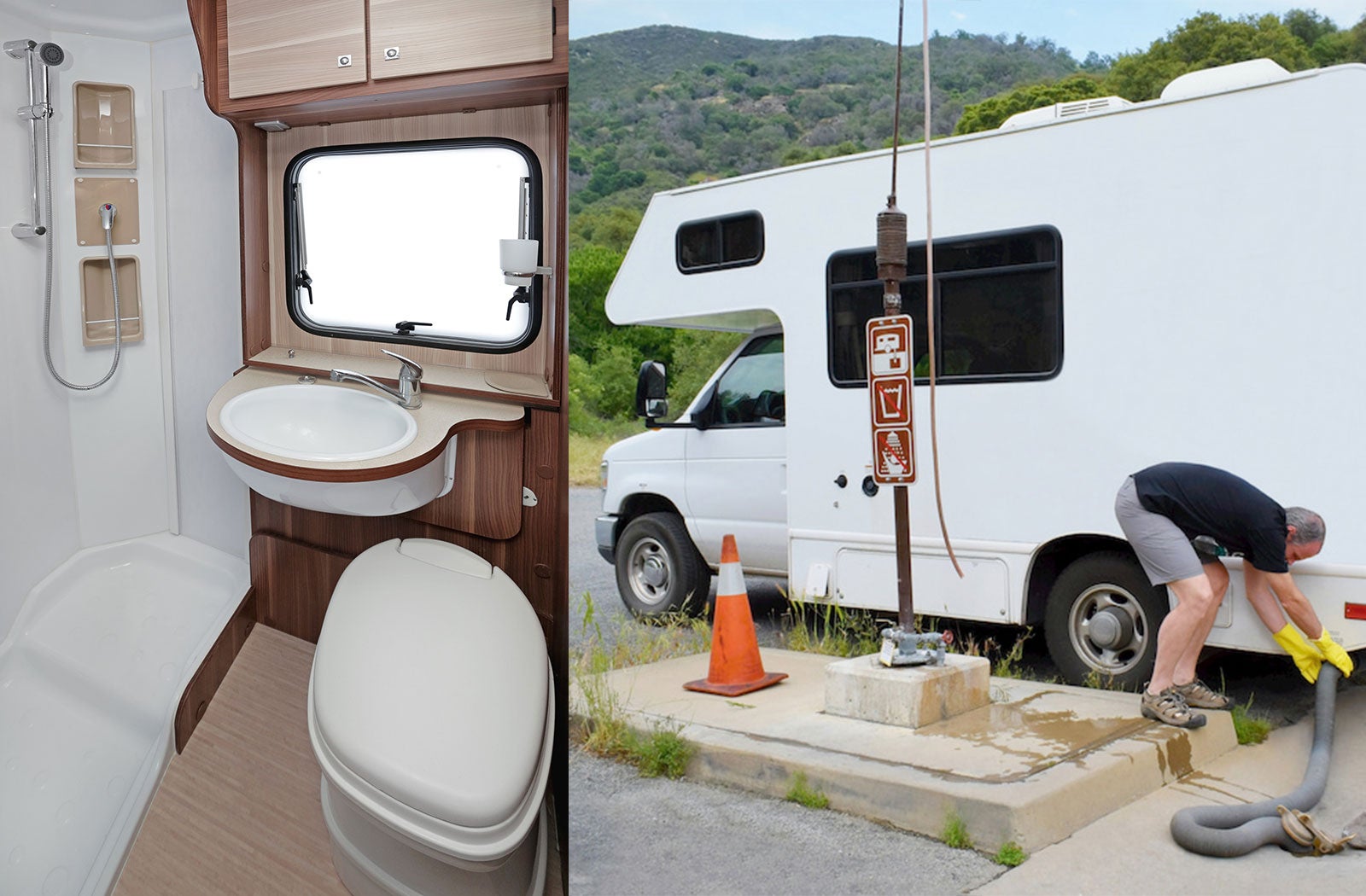 Portable RV/camper toilet and holding tank setup in Lacey, Washington