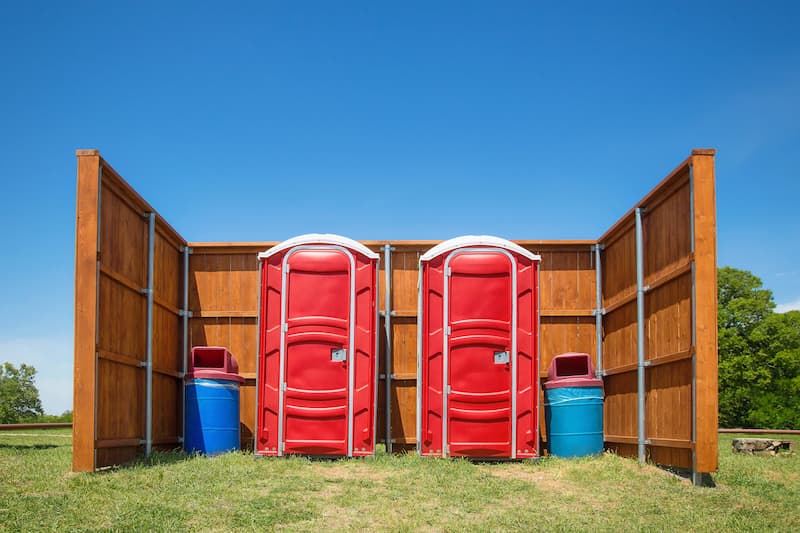 Short-term porta potty units staged for delivery in Lacey, Washington